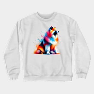 Vibrant Eurasier Dog in Colorful Splashed Paint Style Crewneck Sweatshirt